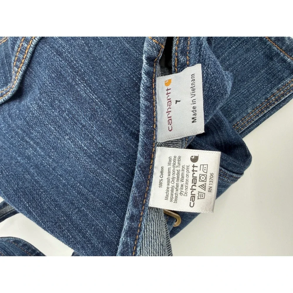 Vintage Carhartt‎ Master Cloth Denim Overalls Kids Youth Bib Jean Dungarees Work
